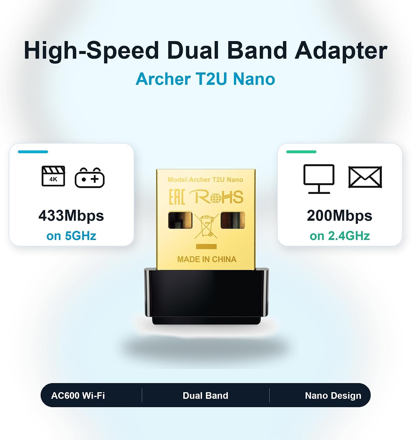 Thumbnail 1 de TP-Link Archer T2U Nano AC600 Wi‑Fi adapter