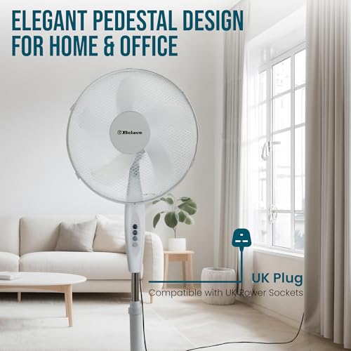 Thumbnail 8 de Belaco 16 Inch Pedestal Fan with Oscillation and Adjustable Height