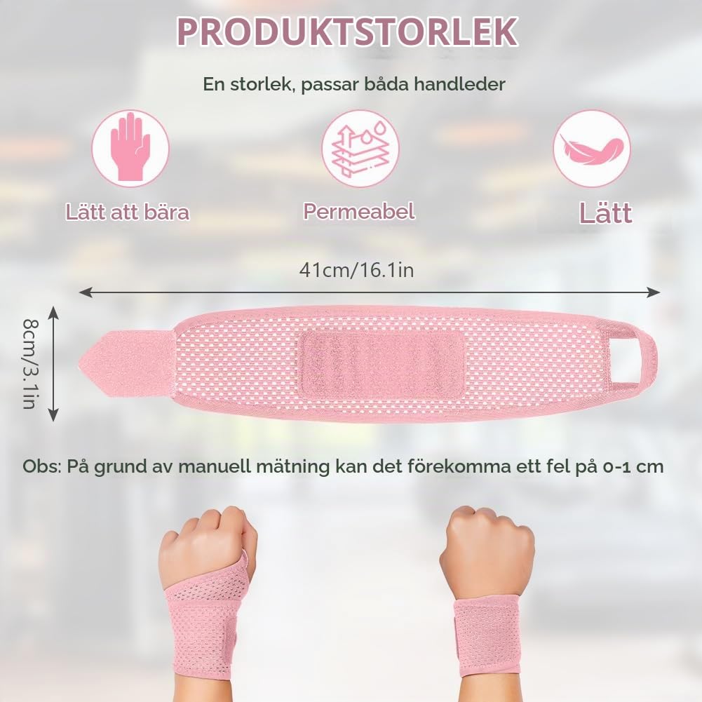Detalle de Beugo 5370279 handledsstöd – justerbart stöd i rosa med ventilerande mesh