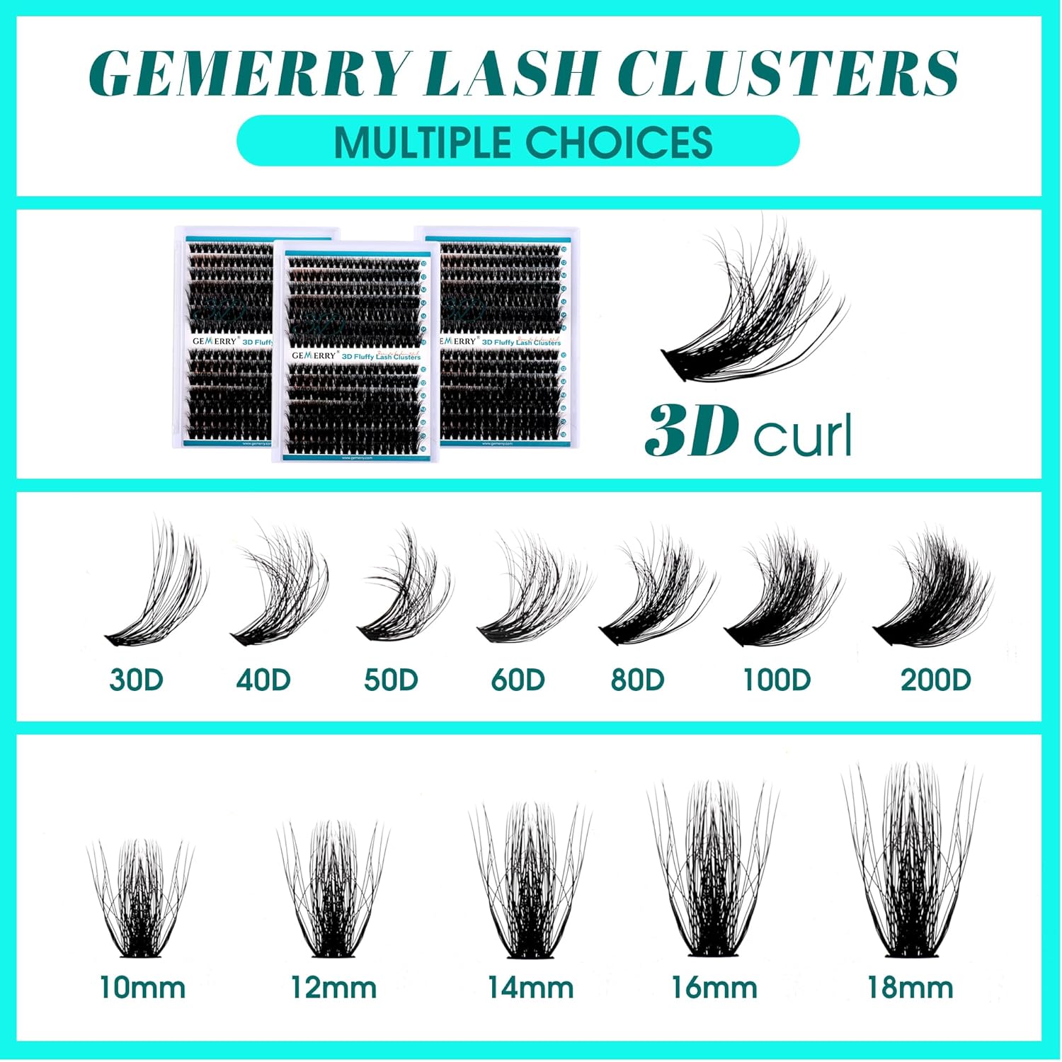Detalle 1 de Gemerry Wimpern-Extensions 3D DIY 100D