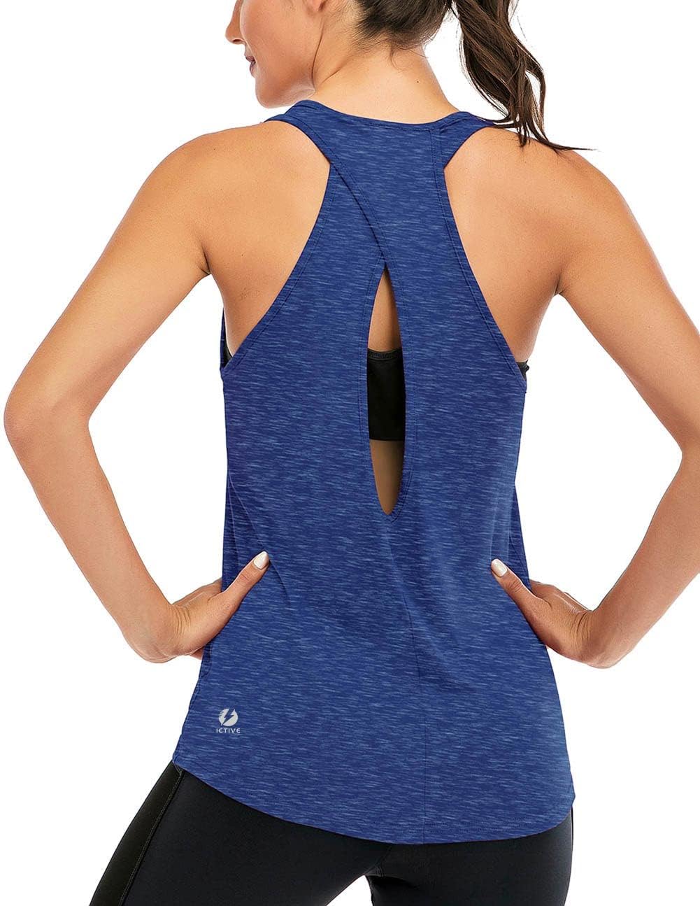 Detalle de ICTIVE Débardeur Yoga Femme Dos Croisé – Haut de sport sans manches