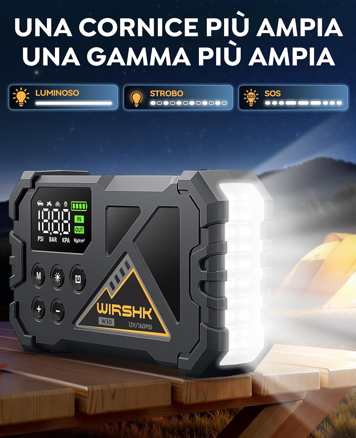 Thumbnail 4 de WIRSHK Avviatore Batteria Auto 9000A con Compressore Aria 160 PSI e Display LCD