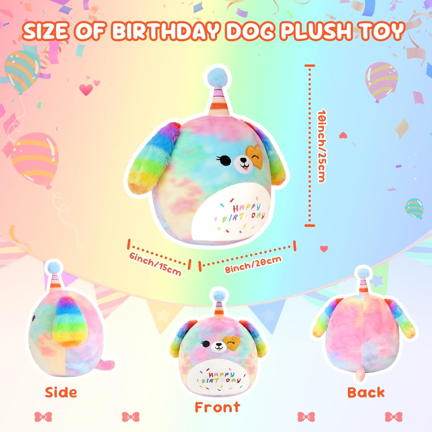 Thumbnail 4 de SQEQE Happy Birthday Rainbow Dog plush 25 cm