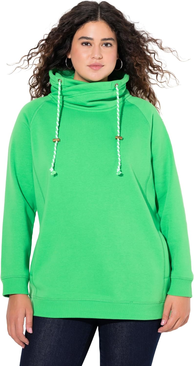 Ulla Popken Sweatshirt da donna con colletto alto e tasche — comfort e stile everyday
