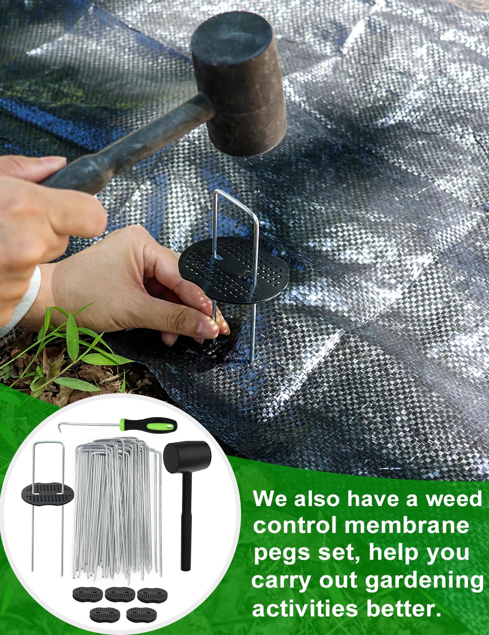 Detalle de wohohoho 6.6ft x 16ft weed control membrane (2m x 5m) heavy-duty landscape weed fabric