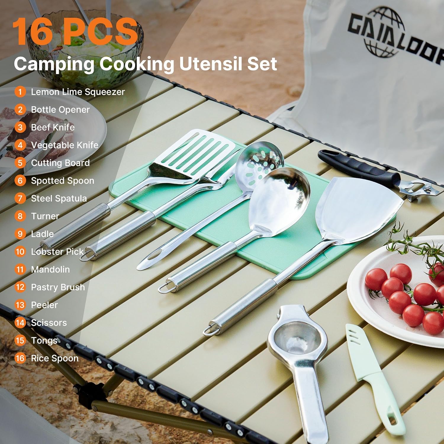 Thumbnail 1 de Gaialoop Portable Camping Cooking Utensils Set with Organizer Bag