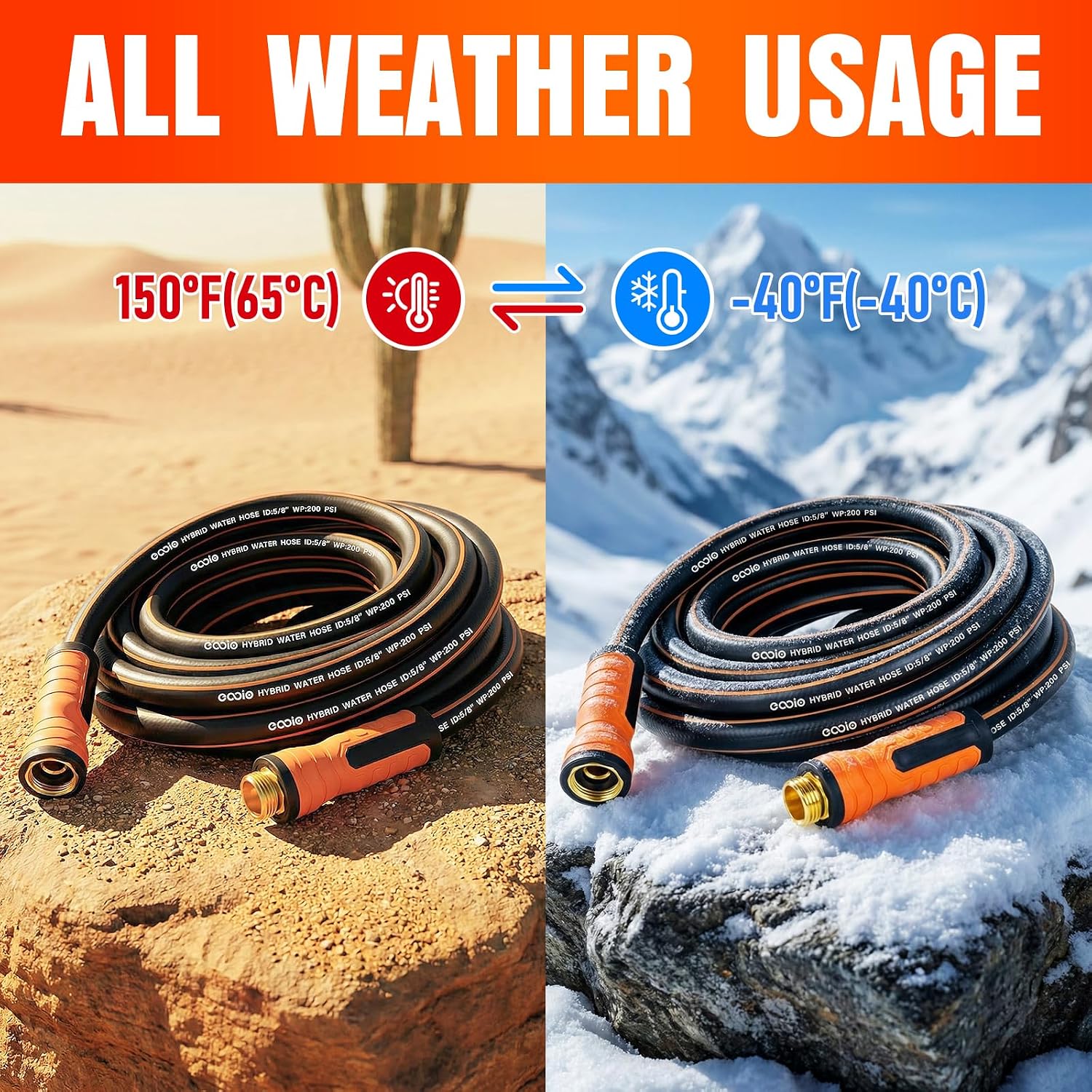 Thumbnail 6 de EOOIO 25 ft x 5/8-Inch Garden Hose, Lightweight Hybrid with Male-to-Female Fittings