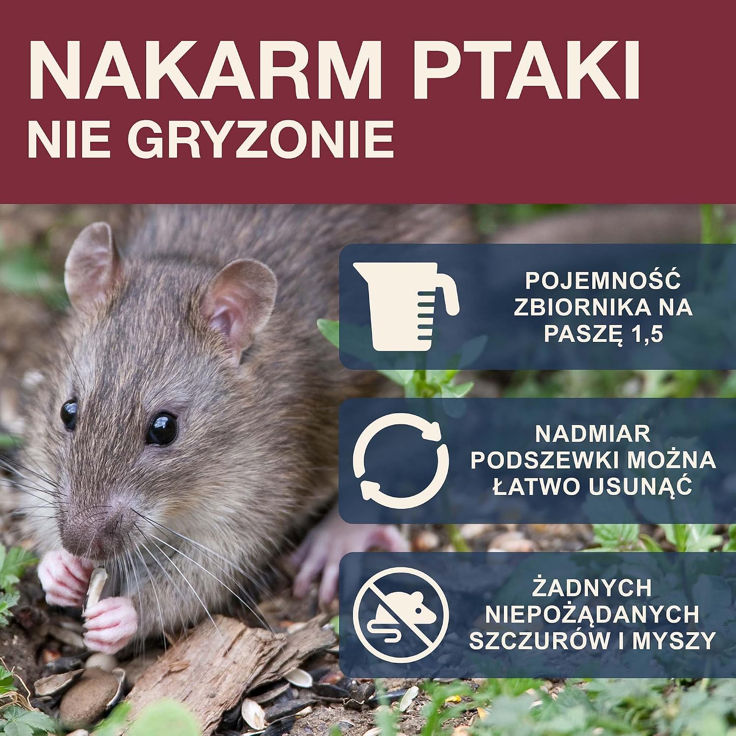 Thumbnail 1 de SWISSINNO Davos SMART BIRDS – wiszący karmnik dla ptaków, 2 komory, bordowy
