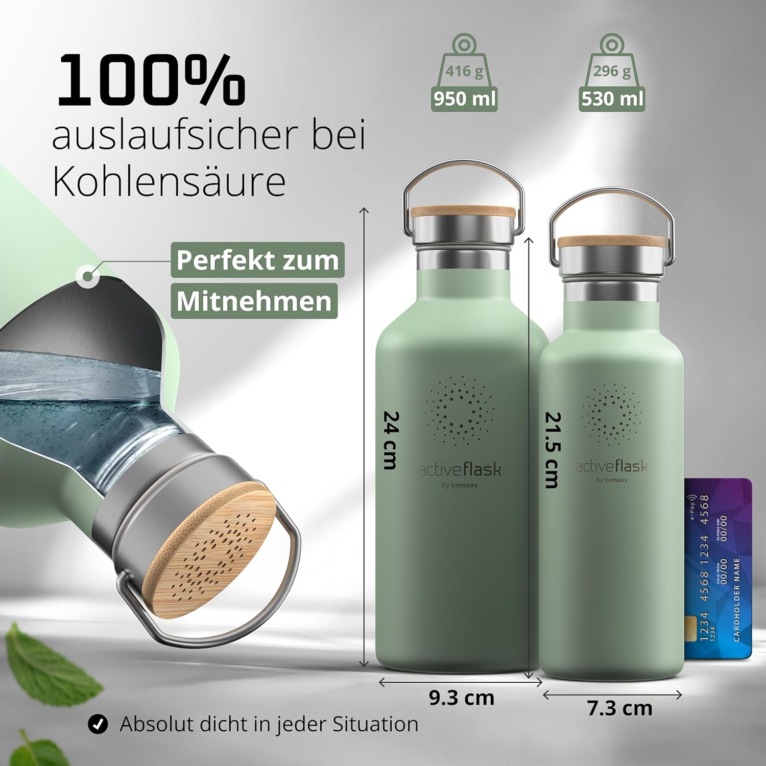 Thumbnail 5 de Edelstahl-Trinkflasche mit Strohhalm, Infuser & 3 Deckeln – für Sport, Fahrrad und unterwegs