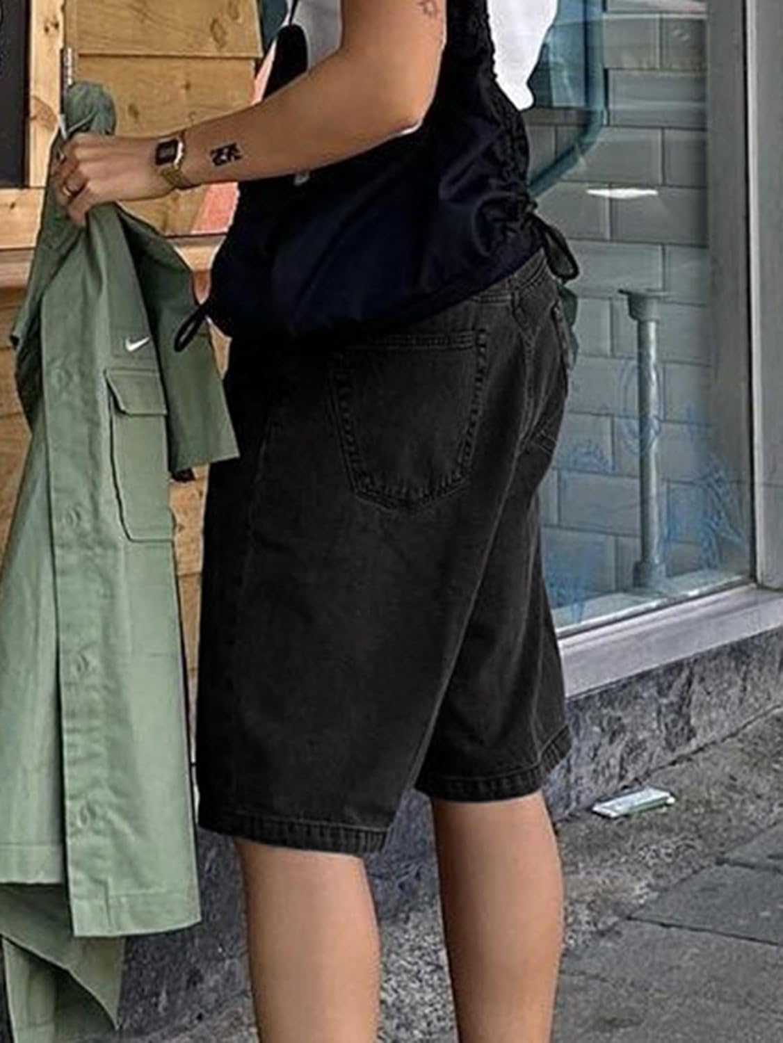 Thumbnail 3 de EMMIOL Baggy Jeans Shorts Damen – Mid-Low Waist, Stretch-Denim, sommerlicher Freizeit-Look