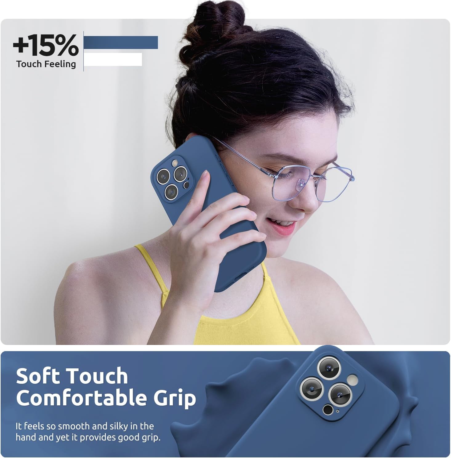 Detalle de SURPHY Design for iPhone 15 Pro Max Case with Screen Protectors & Lanyard (Blue Jay)