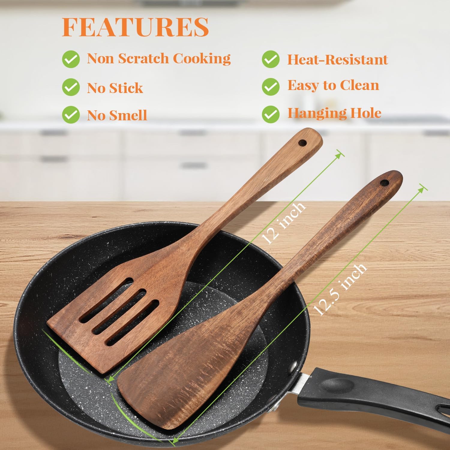 Detalle de MORGLES Wooden Spatula Set, Acacia Wood