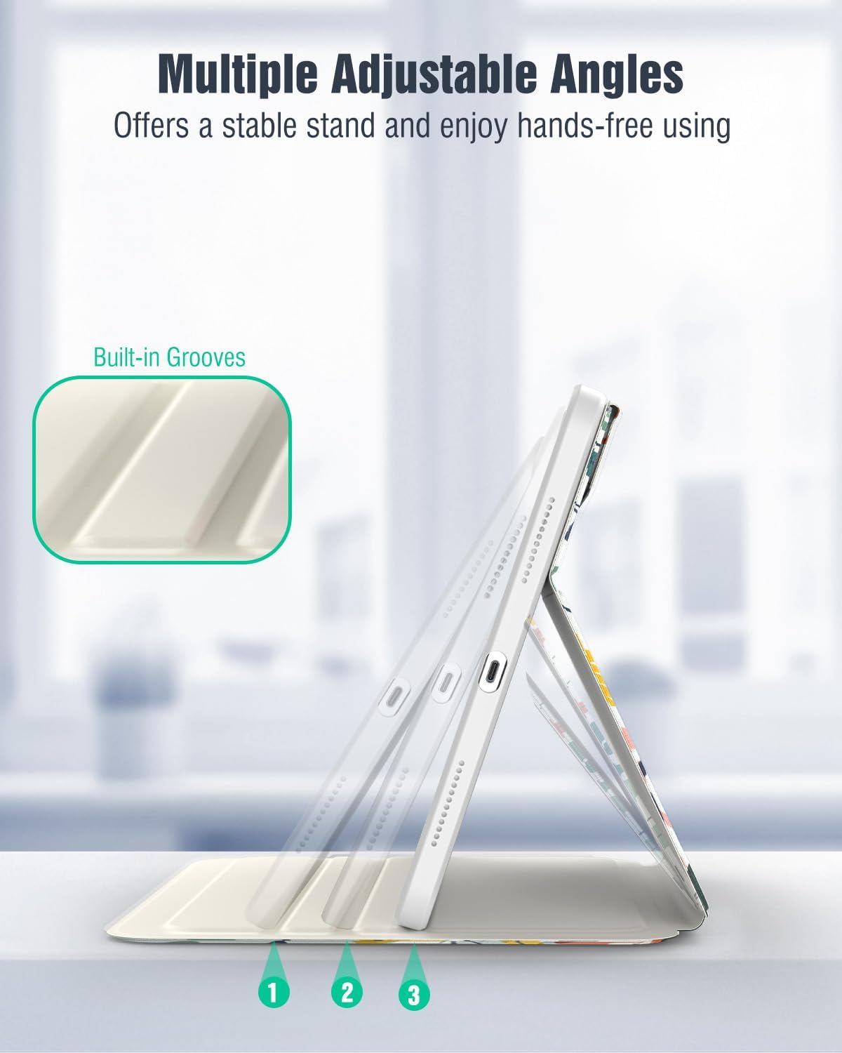 Detalle de TiMOVO Hülle für iPad (A16) 11. Generation – 11 Zoll 2025 / iPad 10. Generation 2022 mit Stifthalter, Folio-Schutzhülle in Blumenoptik