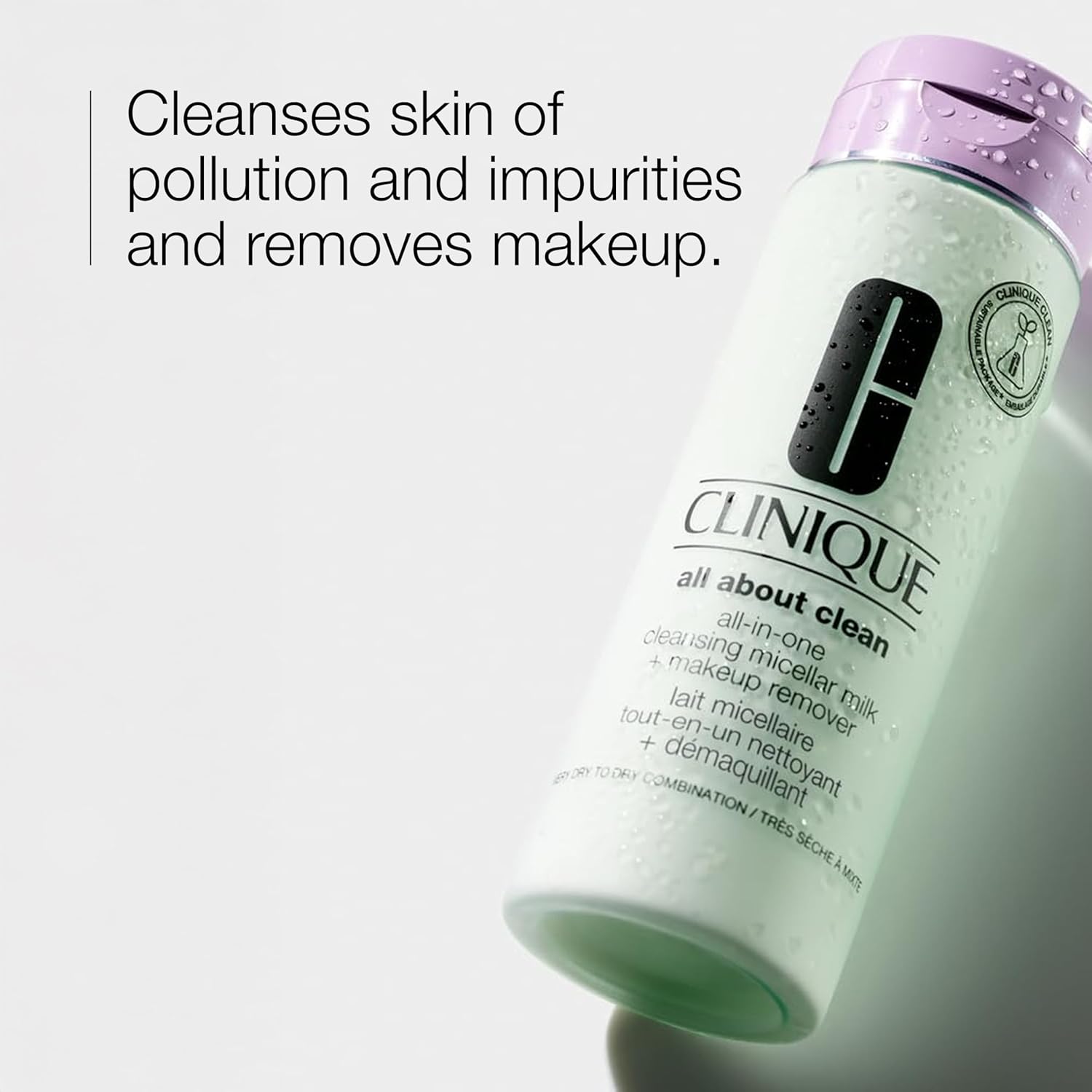 Detalle 2 de Clinique All About Clean All-in-One Cleansing Micellar Milk + Makeup Remover, 200 ml