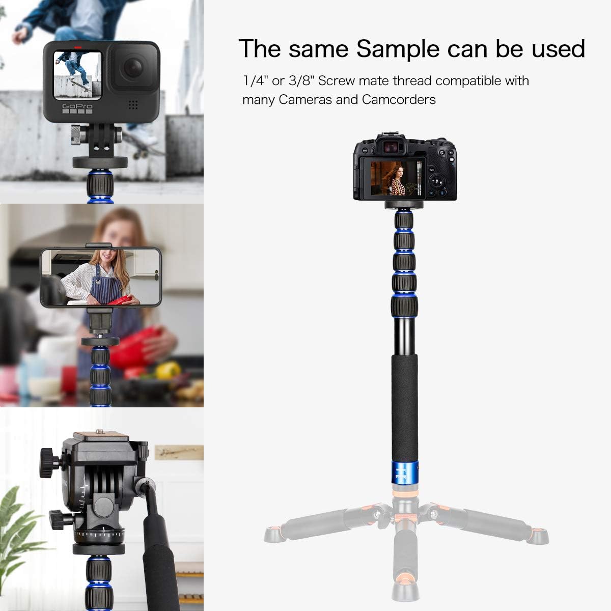 Thumbnail 3 de Koolehaoda K-266 Monopod: Compact, Lightweight 6‑Section Aluminium Unipod for 10kg Loads