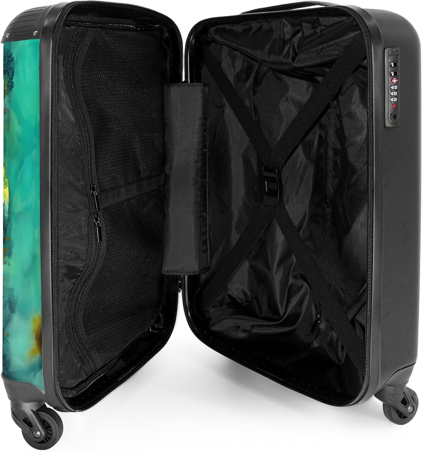 Thumbnail 3 de NoBoringSuitcases.com® Maleta de Cabina Cruz Flor Turquesa ✈