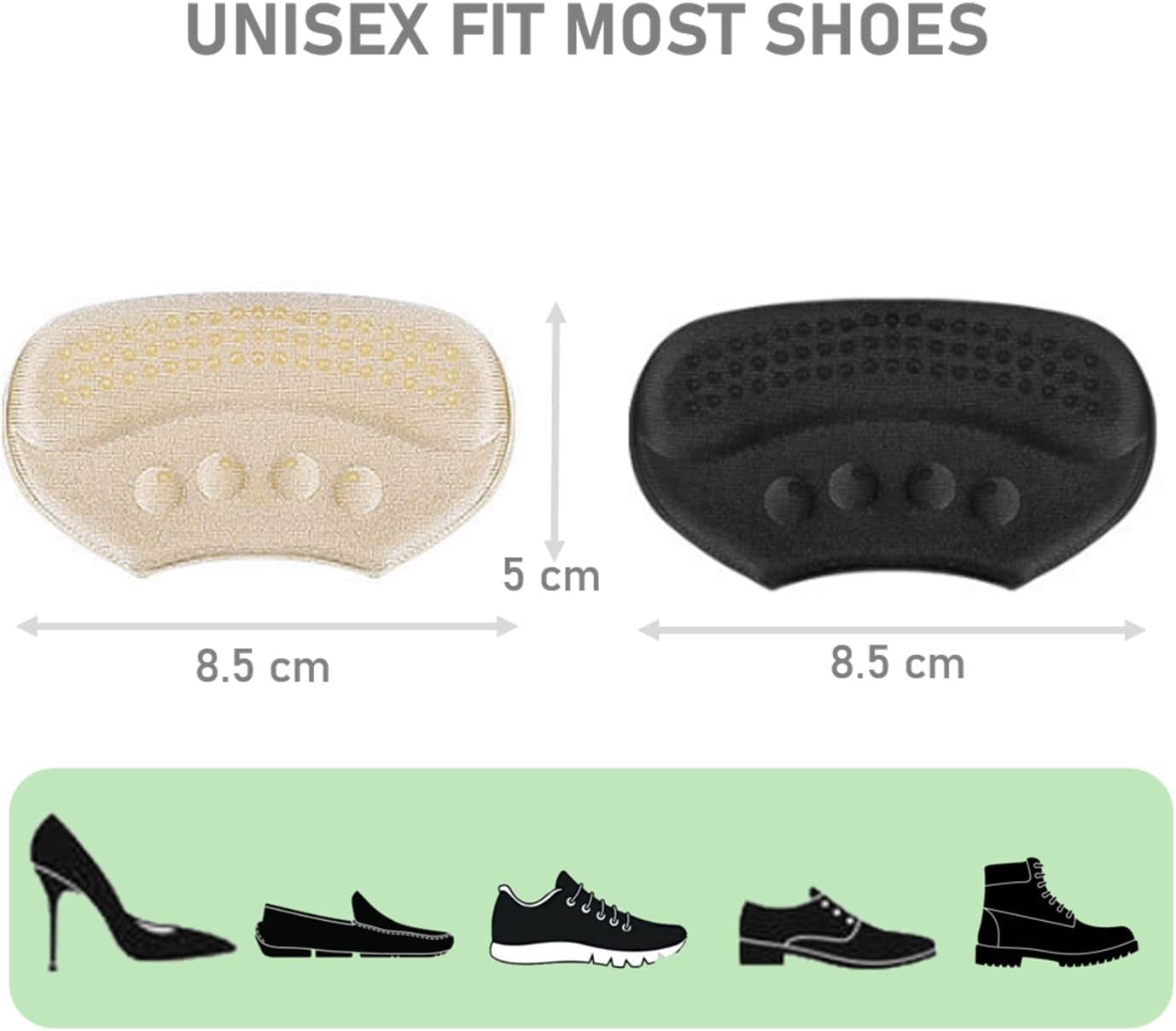Detalle de VivoFoot 4 Pcs Anti-Slip Heel Grips – 6mm Thick Heel Cushions for Loose or Half-Size Shoes