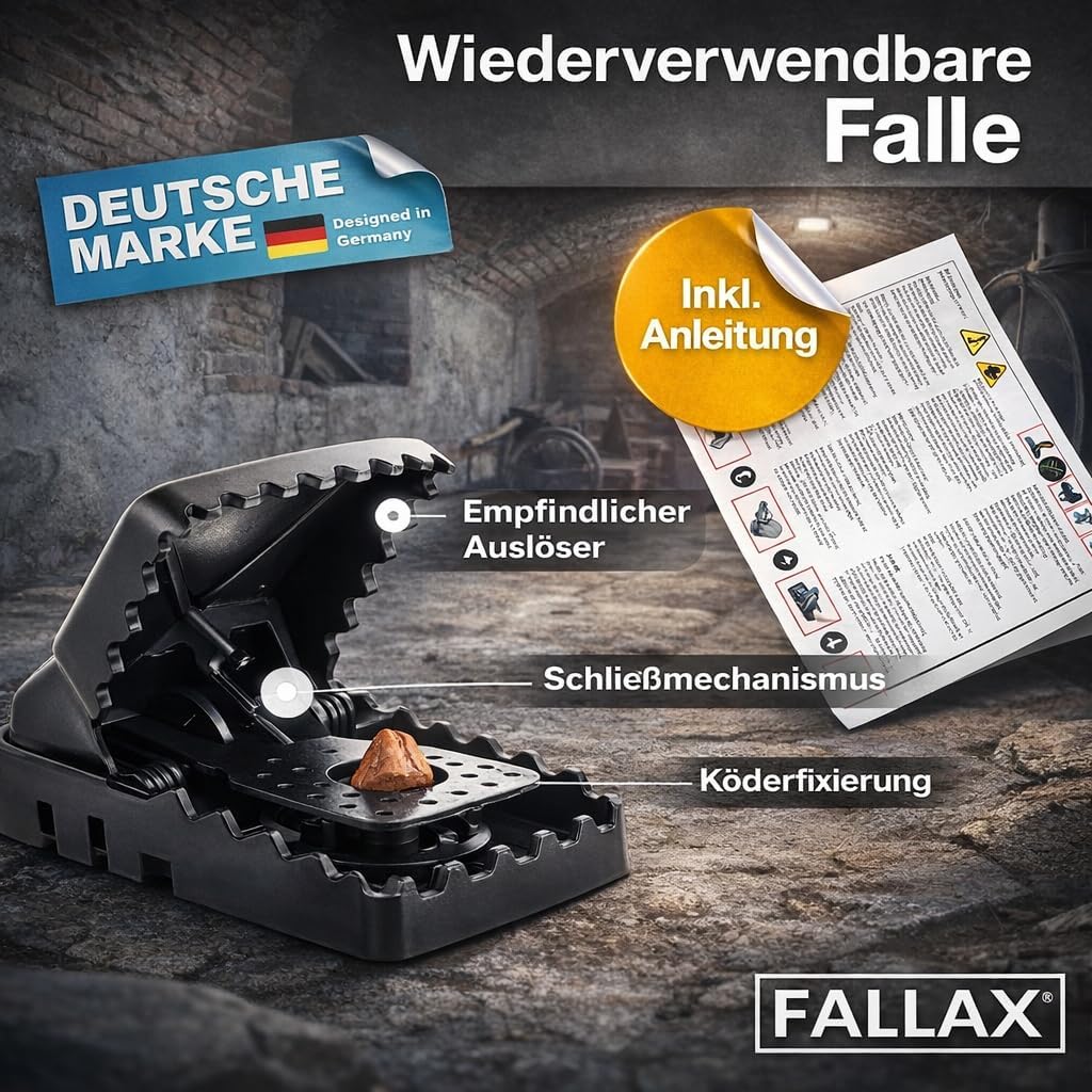 Thumbnail 2 de 6X Rattenfalle & Mausefalle Schlagfalle – extra leichte Bedienung, wiederverwendbar und giftfrei für Maus & Ratte