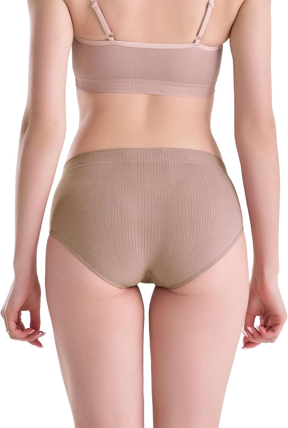 Detalle de Channo Bragas de Algodón y Bambú para Mujer – Talle Alto, Sin Costuras, Pack Multicolor XL