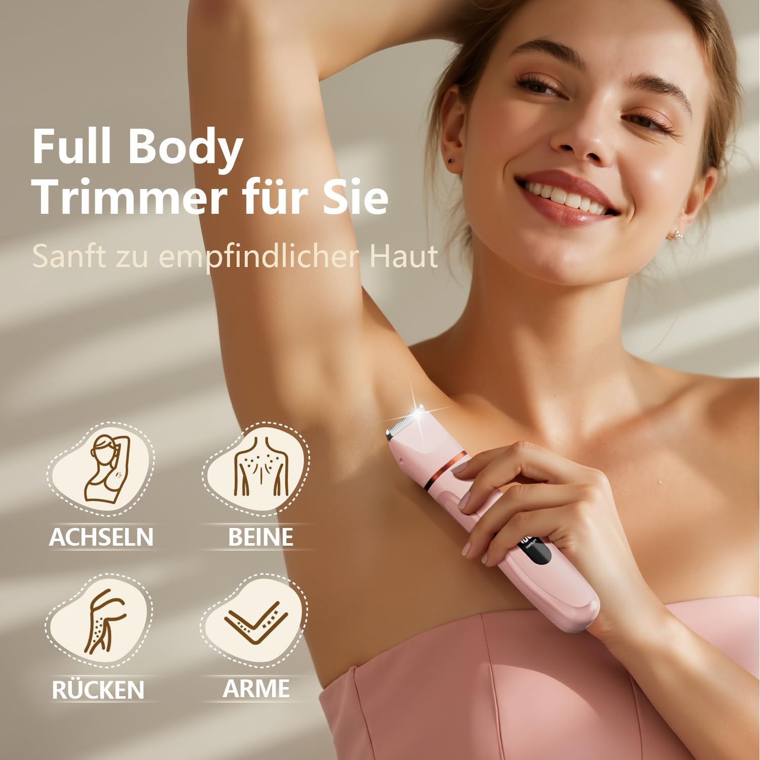 Detalle 2 de Intimrasierer für Frauen – All-in-One 2-in-1 Damenrasierer mit Präzisions-Trimmer, wasserdicht und LED-Anzeige