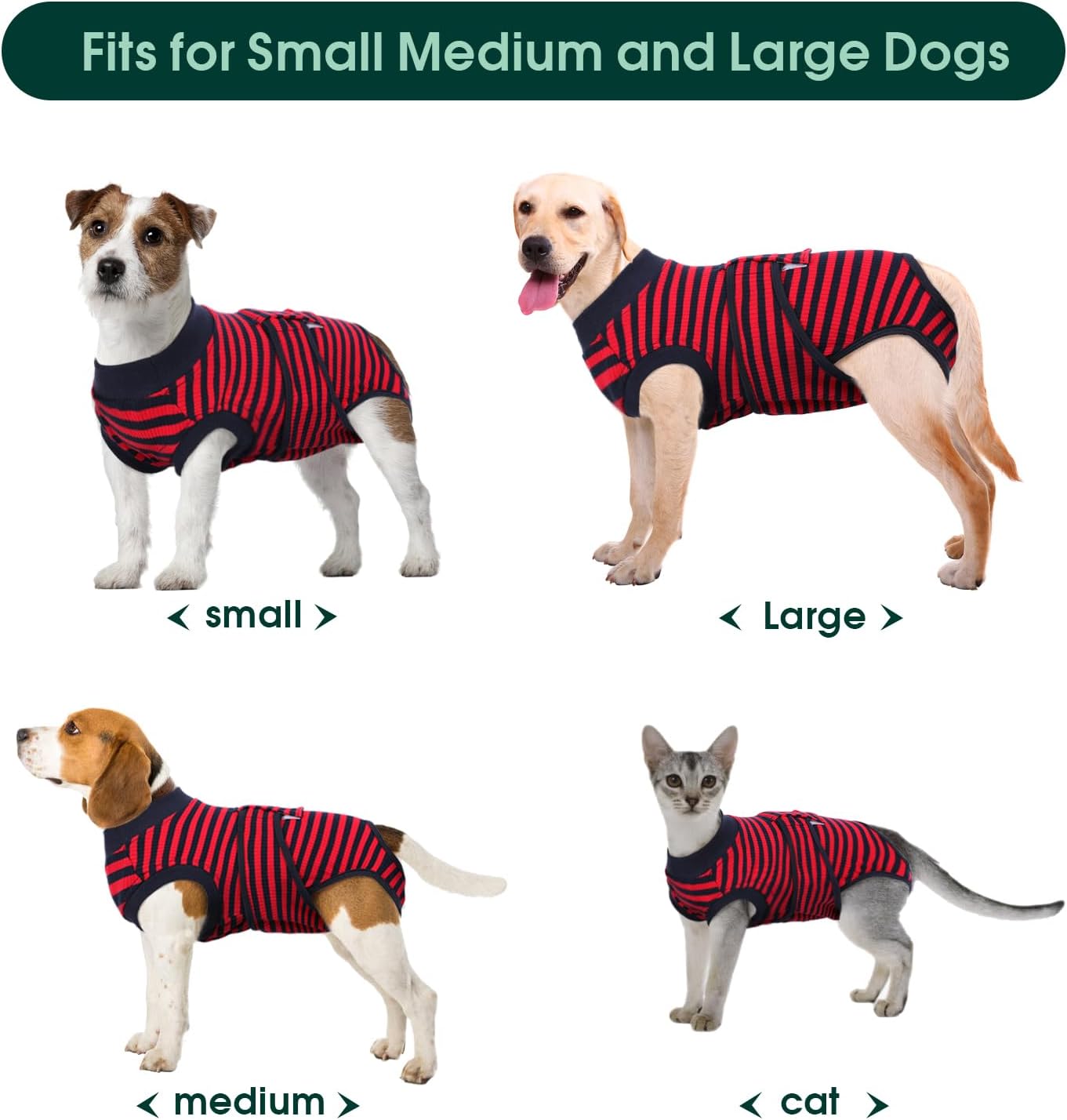 Thumbnail 2 de Kuoser Dog Surgery Recovery Suit (Red, M): Post-Op Comfort & Licking Prevention