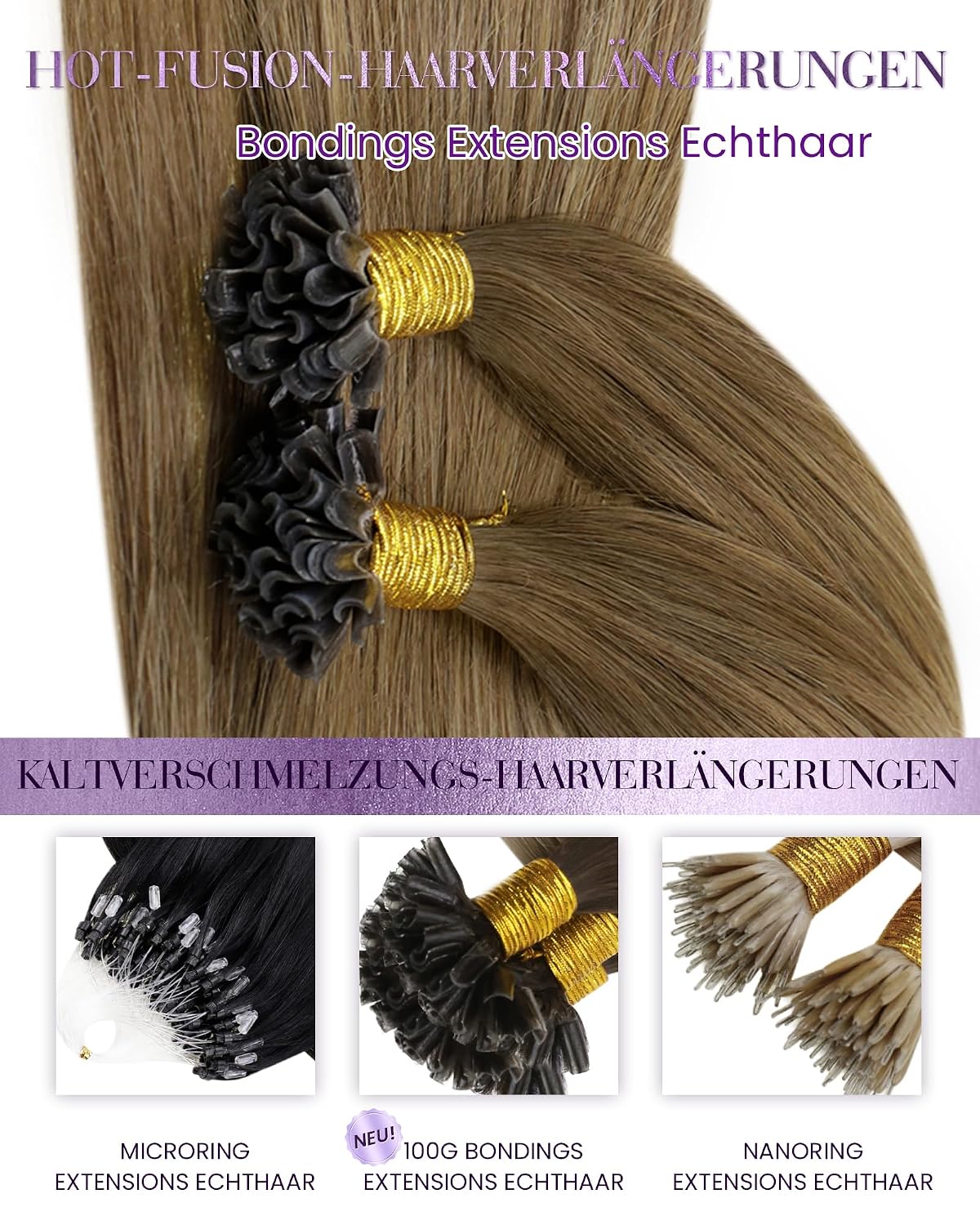 Thumbnail 6 de LaaVoo Echthaar Bondings U-Tip 50 g