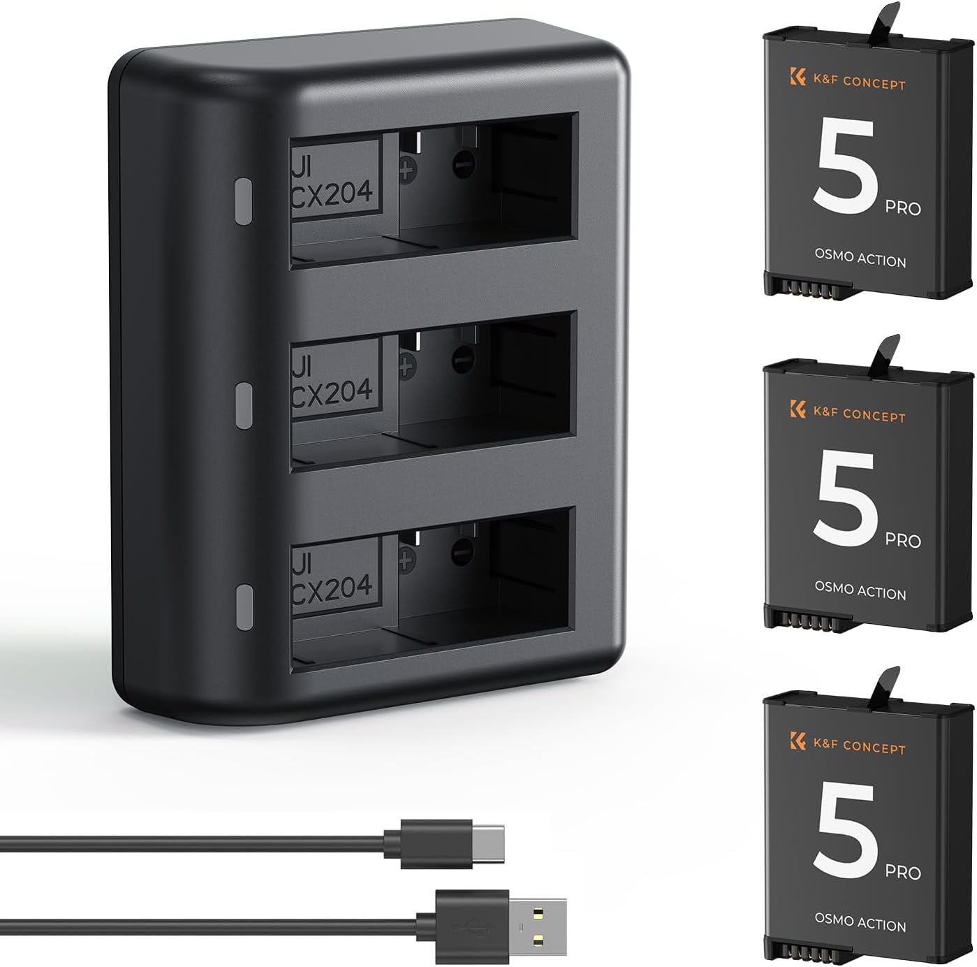 Detalle de K&F CONCEPT Osmo Action 2100mAh 3-Pack