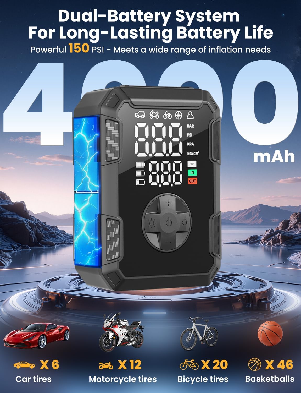 Detalle 2 de Oasser Tyre Inflator Cordless Pump