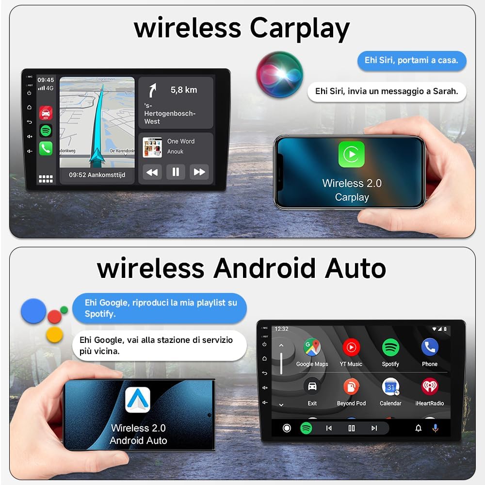 Detalle de ACAVICA Autoradio 9" Android 15 per Suzuki Jimny 2005-2017 – 4+64GB, Wireless CarPlay, Android Auto, GPS e Bluetooth 5.4
