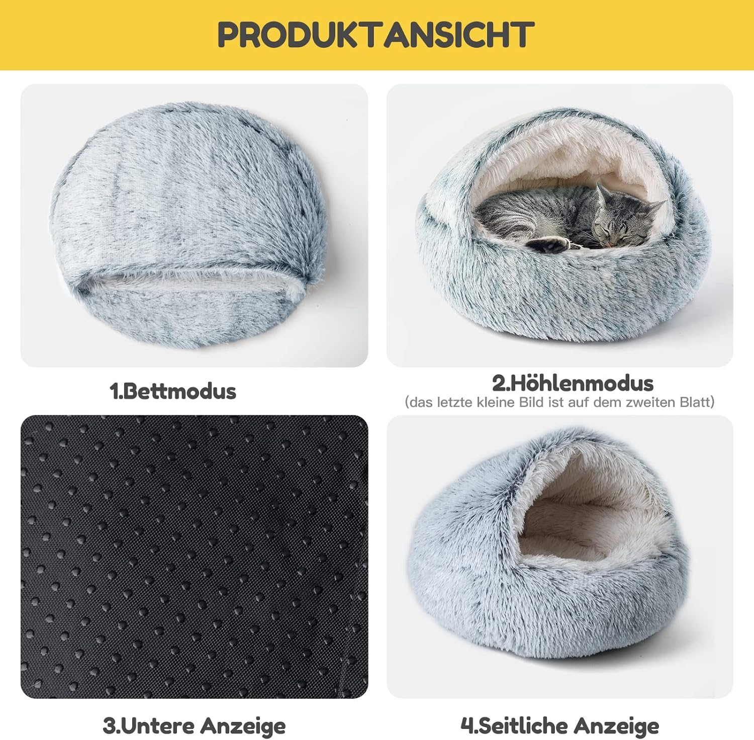 Thumbnail 3 de CATISM Katzenbett Flauschig – Katzenhöhle/Zeltbett halbgeschlossen, waschbare Katzendecke, 50 cm