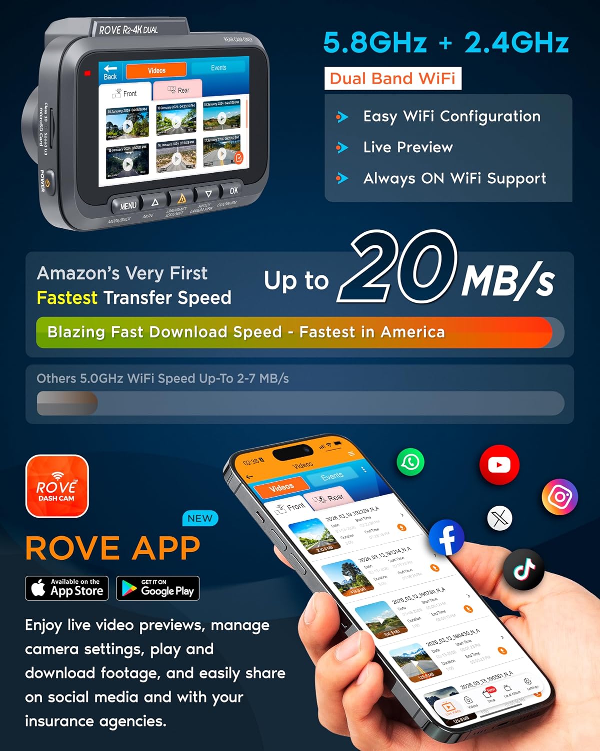 Thumbnail 4 de ROVE R2-4K Dual Dash Cam 128GB