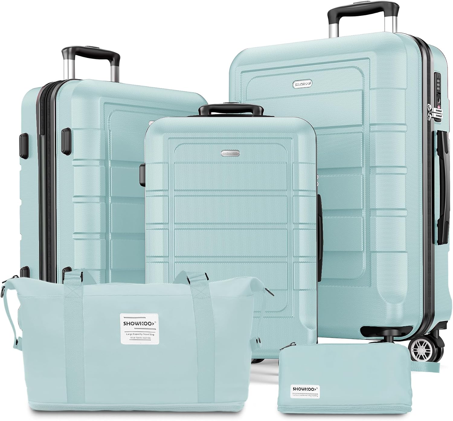 Thumbnail 6 de SHOWKOO Luggage Sets Expandable Blue TSA Lock
