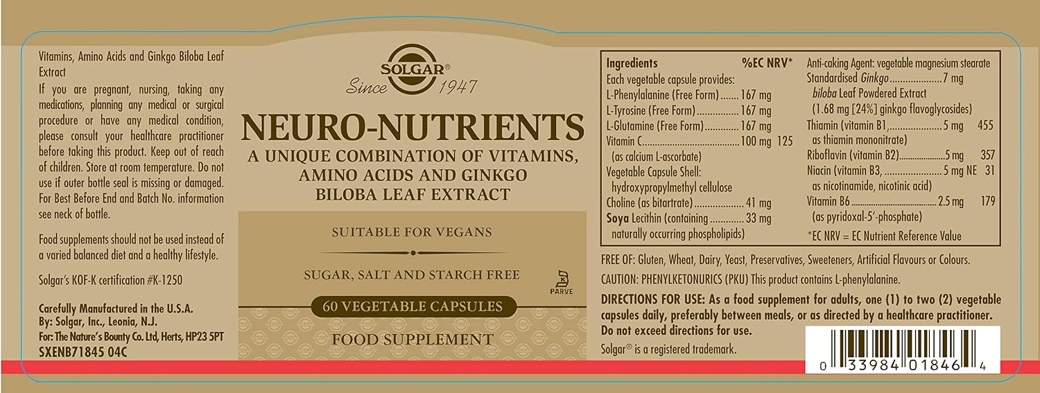 Thumbnail 1 de Solgar | Neuro Nutrientes 🌿 Vitalidad y Enfoque en Cápsulas