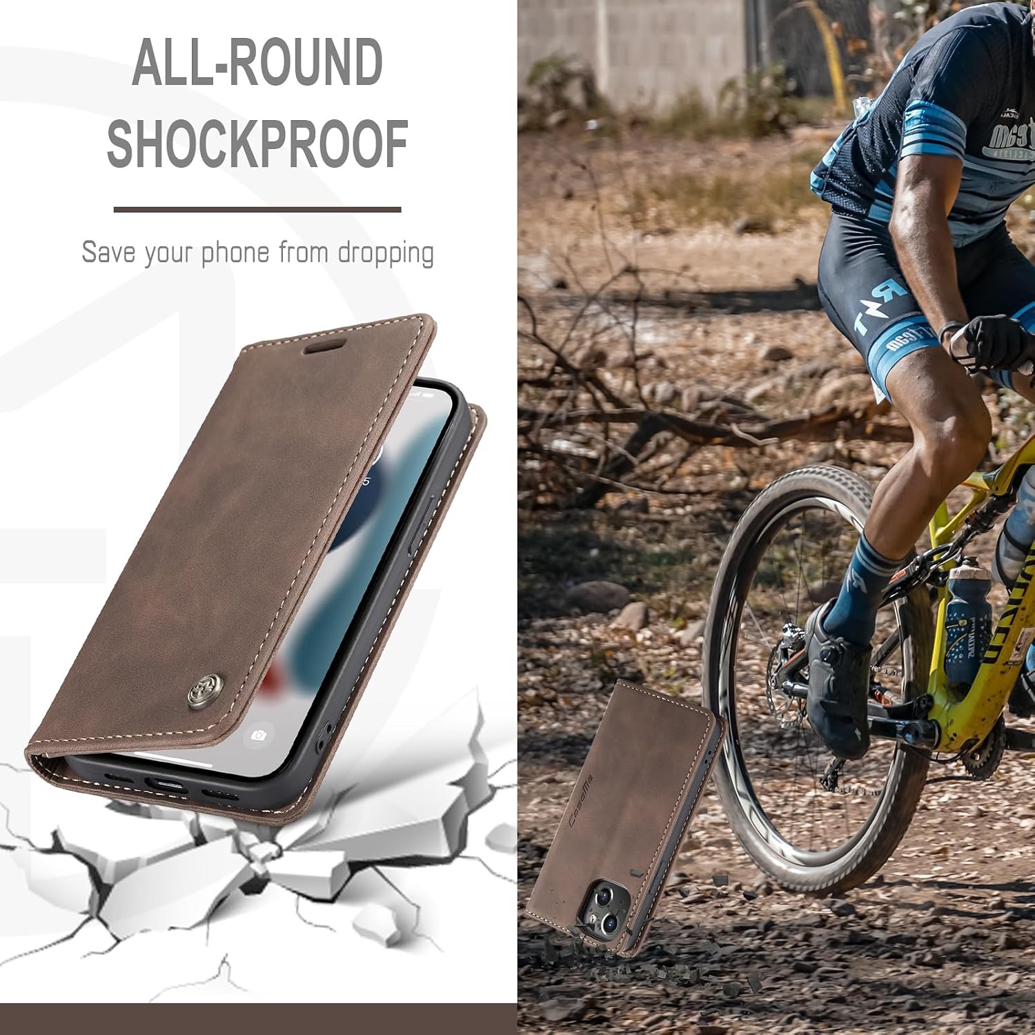 Detalle de Cracedily iPhone 13 Mini Flip Wallet Case with Card Slots and Kickstand