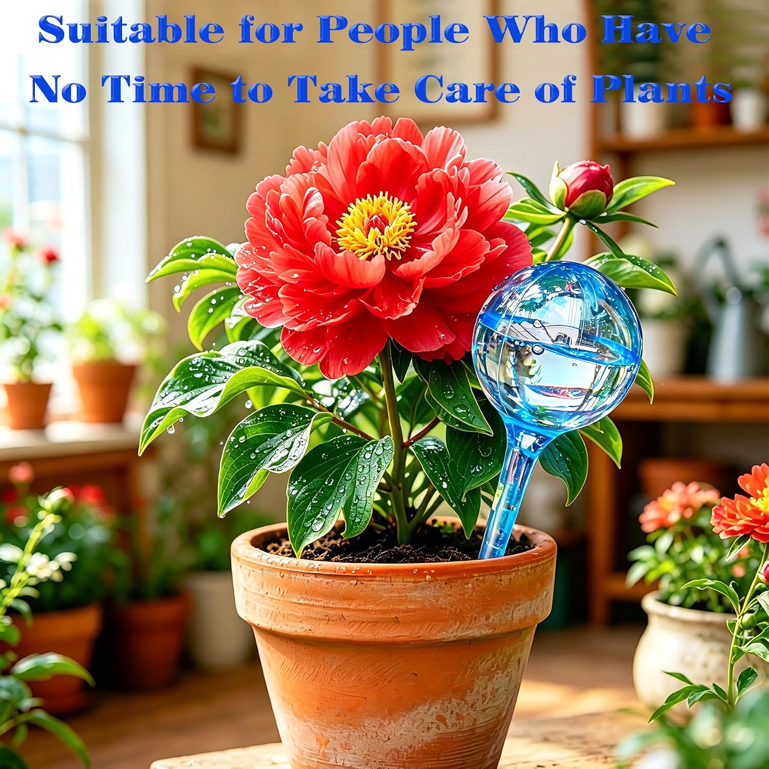 Detalle 1 de MOONSOUND Plant Auto Watering Globes-6B, 10-Piece PVC Watering Set