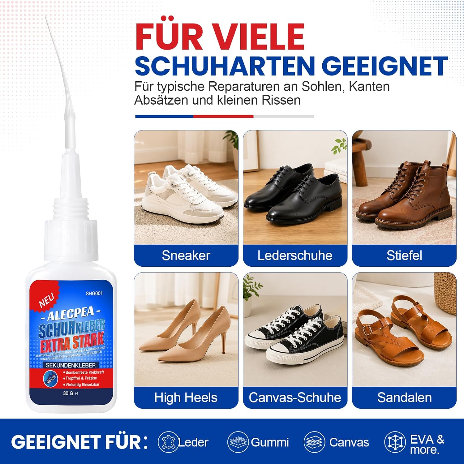 Thumbnail 4 de ALECPEA Schuhkleber – wasserfester Sekundenkleber für Sohlen, 30 g
