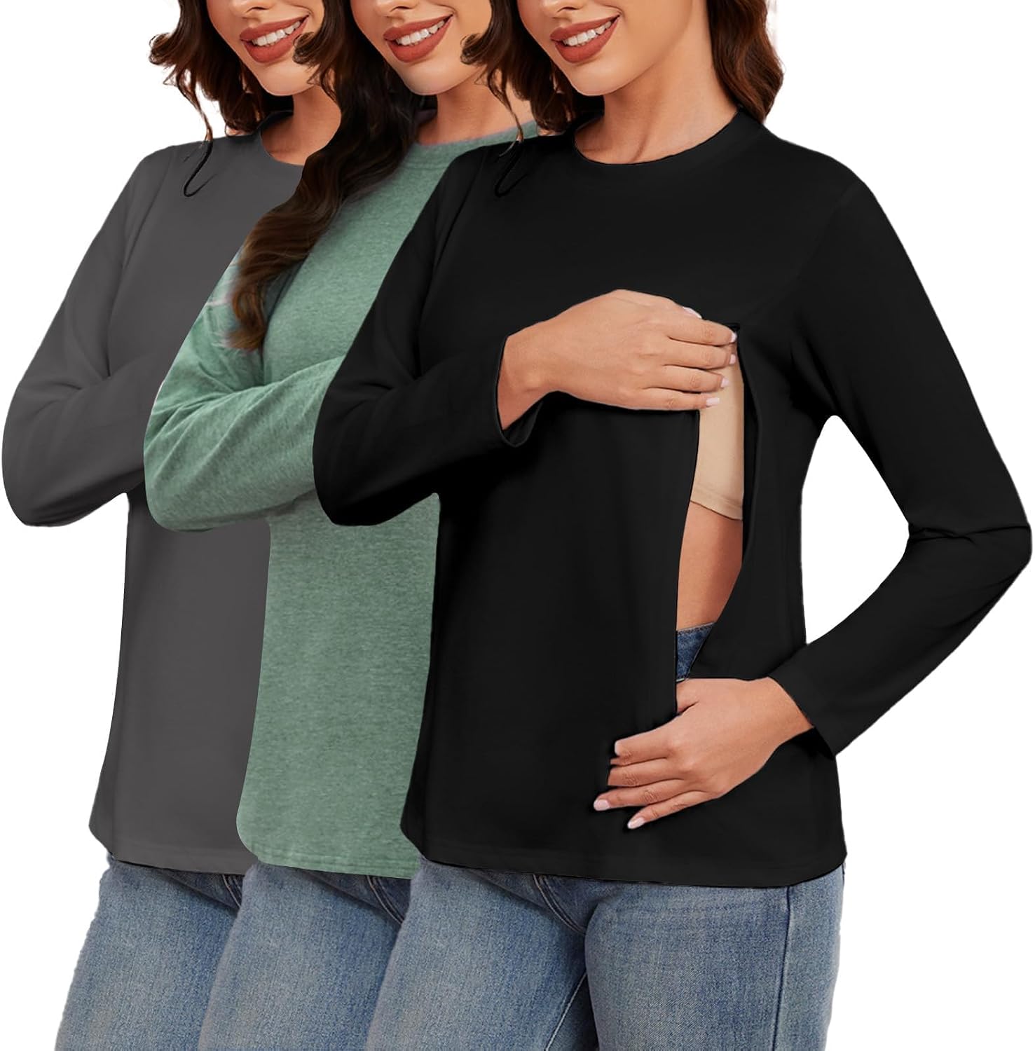 Thumbnail 2 de Love2Mi 3er Pack Damen Langarm Stillshirt