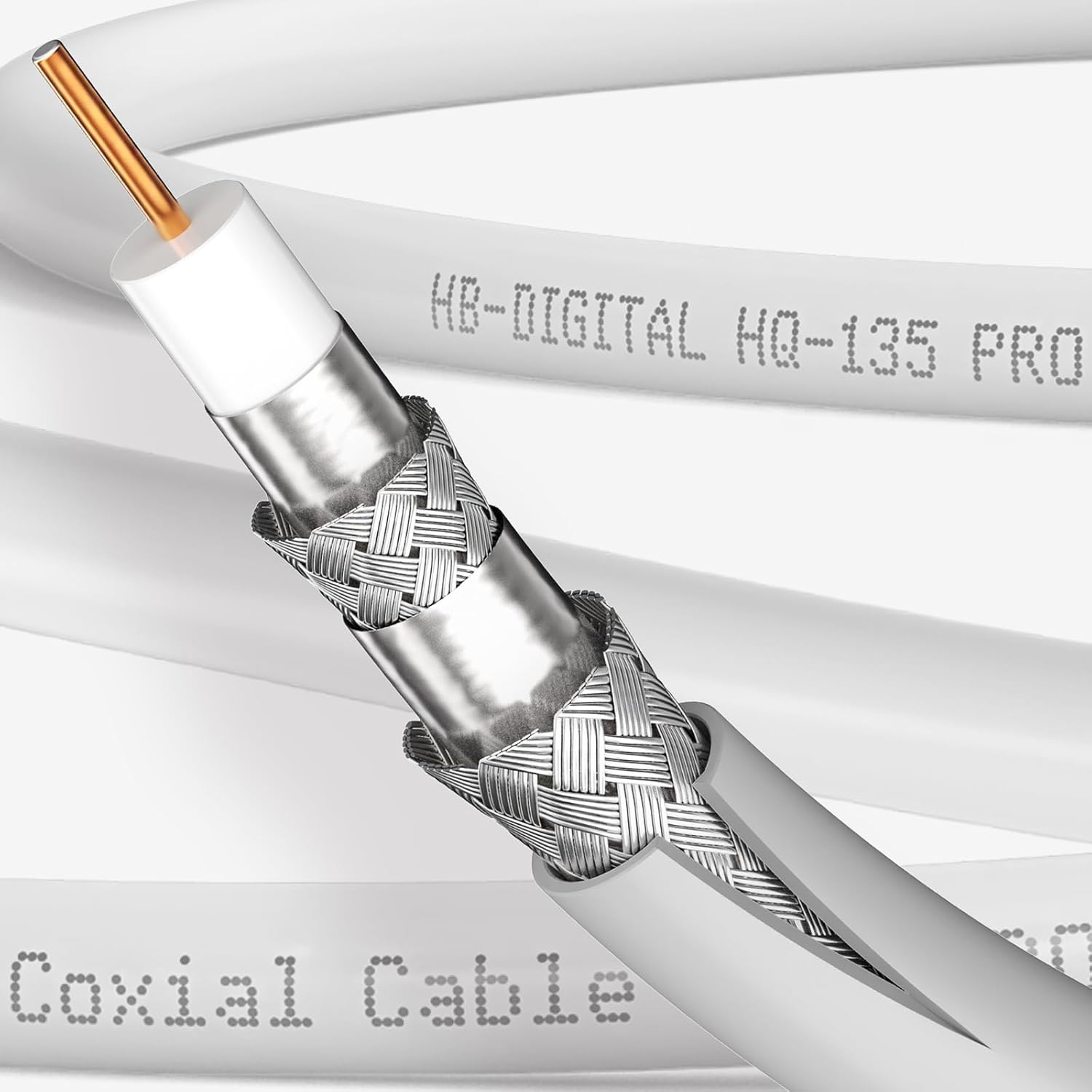Thumbnail 1 de HB-DIGITAL 15m SAT Koaxialkabel 135 dB, 8K/4K UHD, 4-fach geschirmt mit BK-Anlagen – 15 m, Weiß