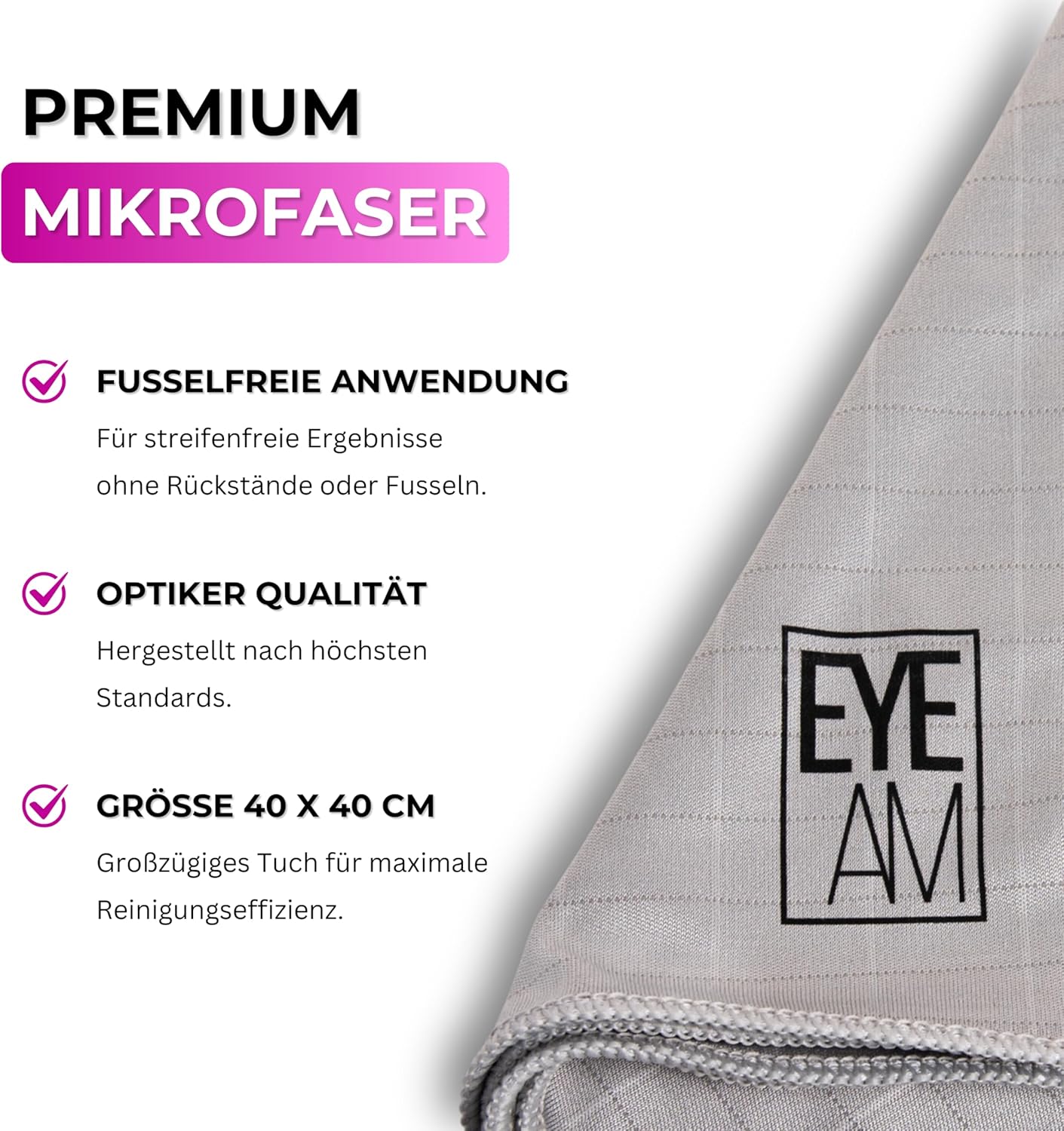 Thumbnail 5 de EyeAm Brillenbad Schwarz – Set mit 50 ml Spezialreiniger und Mikrofasertuch (40 × 40 cm)