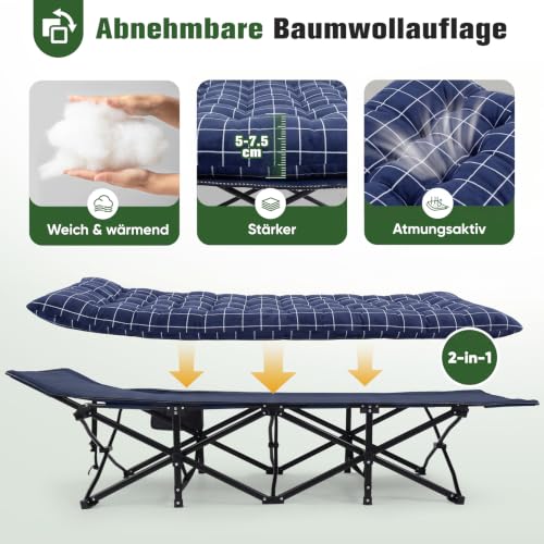 Detalle de Sekey Feldbett Klappbar XXL 190 x 71 x 35 cm – stabil, komfortabel und vielseitig