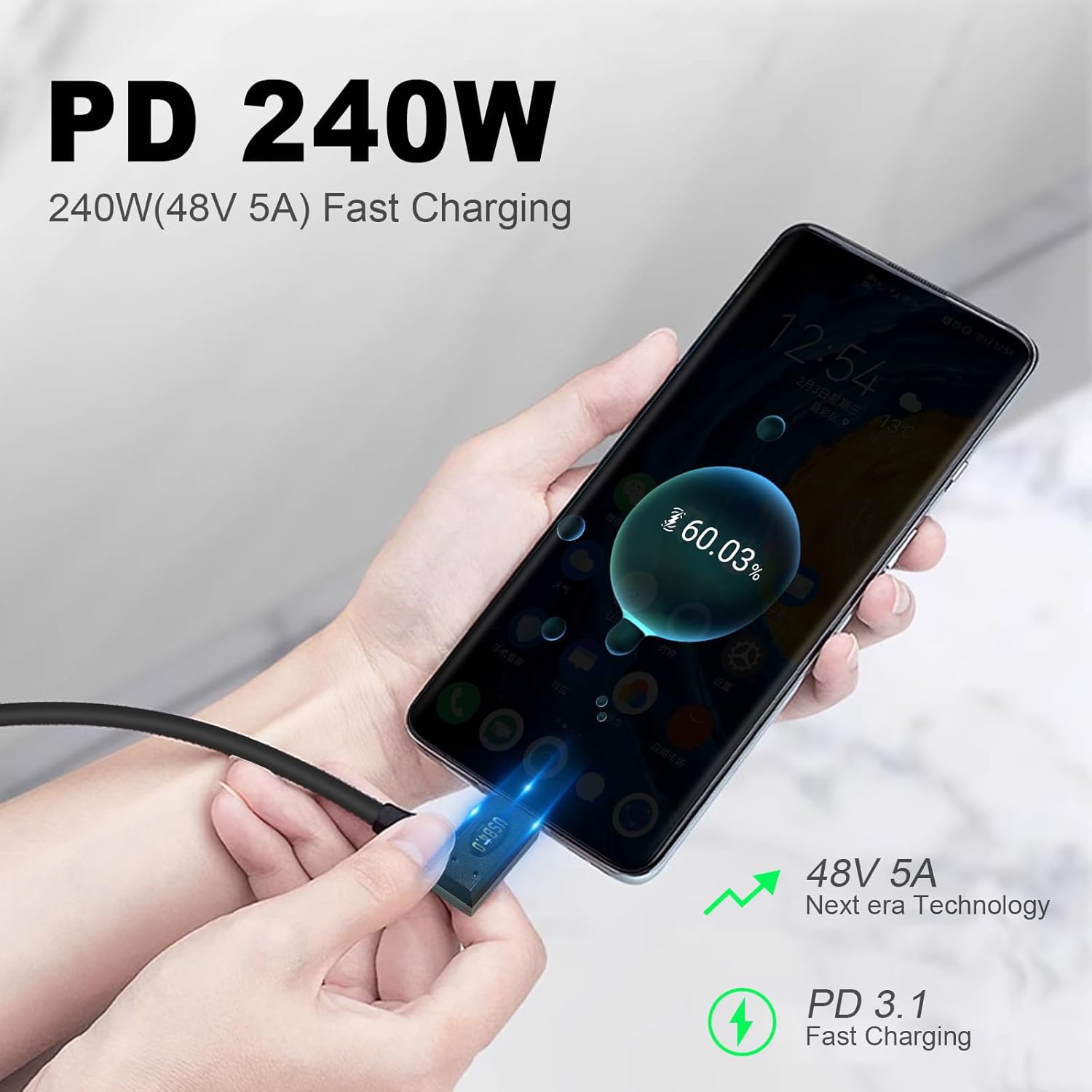 Detalle de Maxhood 240W USB C to USB C Cable 60cm