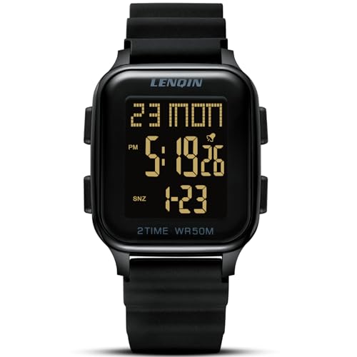 Detalle de LN LENQIN Montre Homme – Montres numériques sport étanches, bracelet silicone