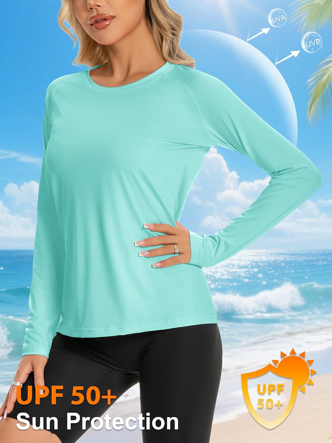 Detalle de Damen Rash Guard UPF 50+ mit SPF 50+