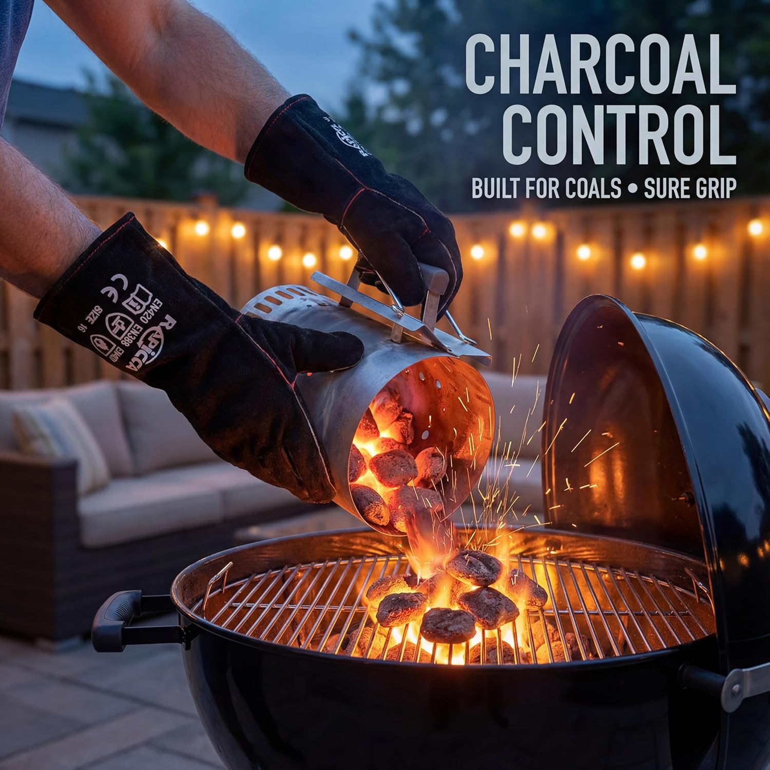 Thumbnail 4 de RAPICCA Welding Gloves Fire Heat Resistant: Black, 14in