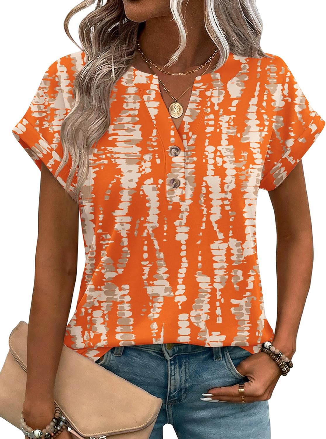 Thumbnail 6 de Zeagoo Women Summer Short Sleeve V-Neck Dressy Casual Work Blouse