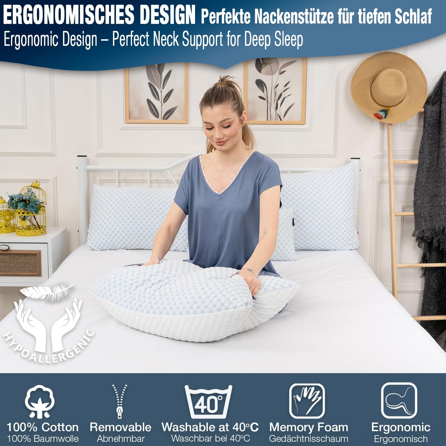 Detalle de Alkamto Adjustable Gel Pillow 73 x 48 cm