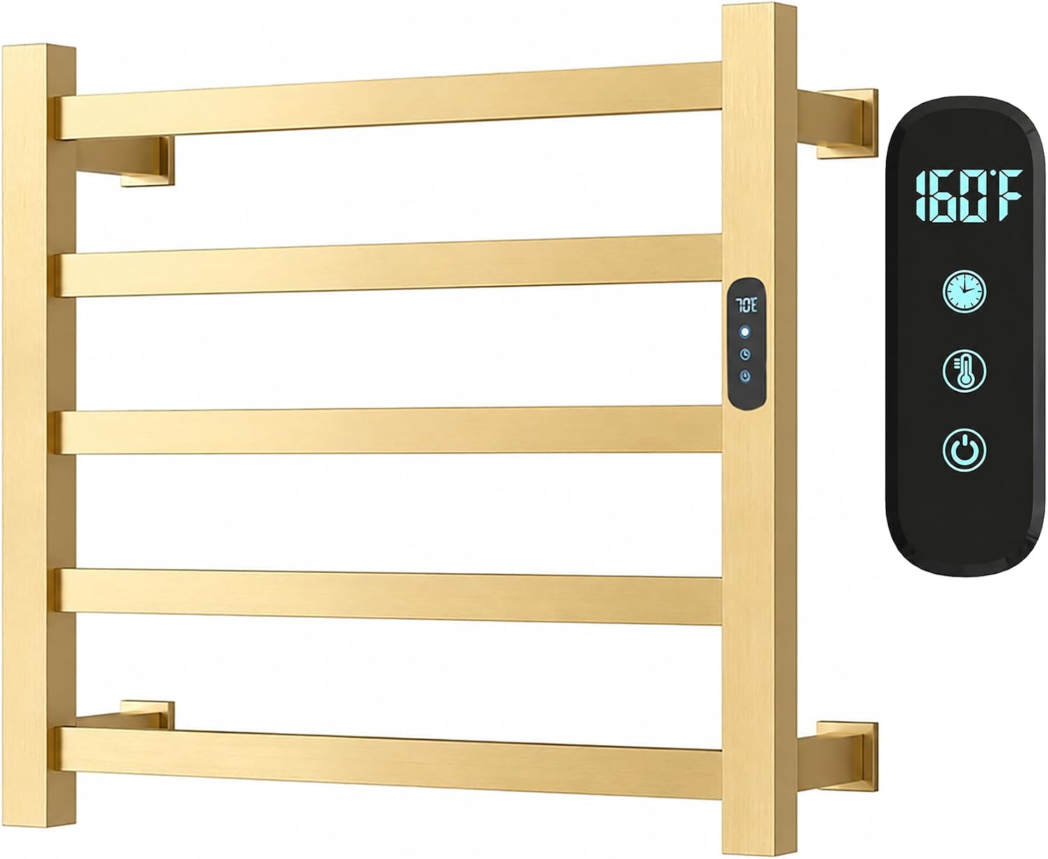 Detalle de WMHYLYH-168 Gold Heated Towel Rack, 5-Bar Stainless Steel with Timer
