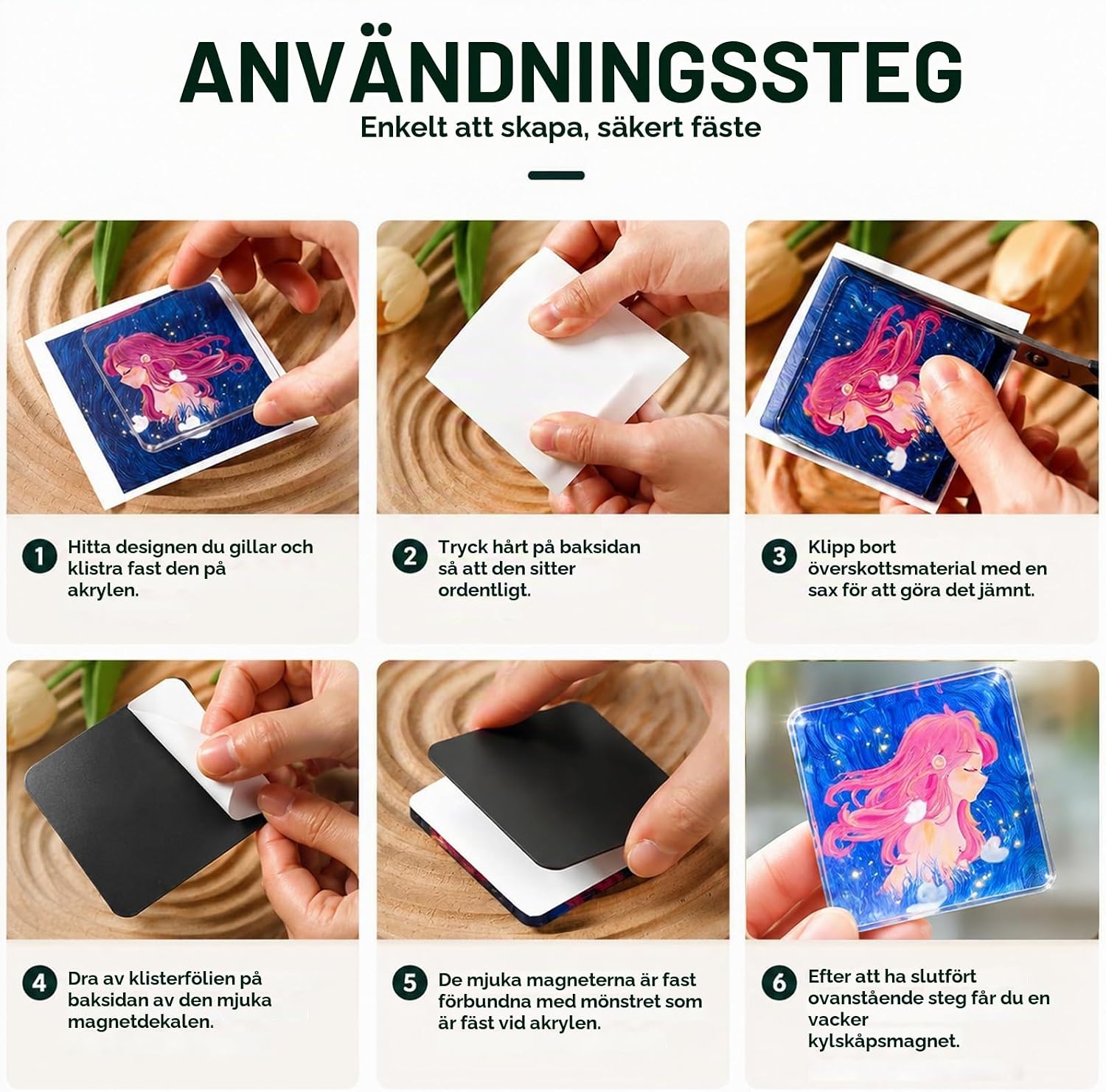 Thumbnail 6 de Brizuf R-25 fotomagnetset, 25 delar med klar akryl och självhäftande magnetbaksida