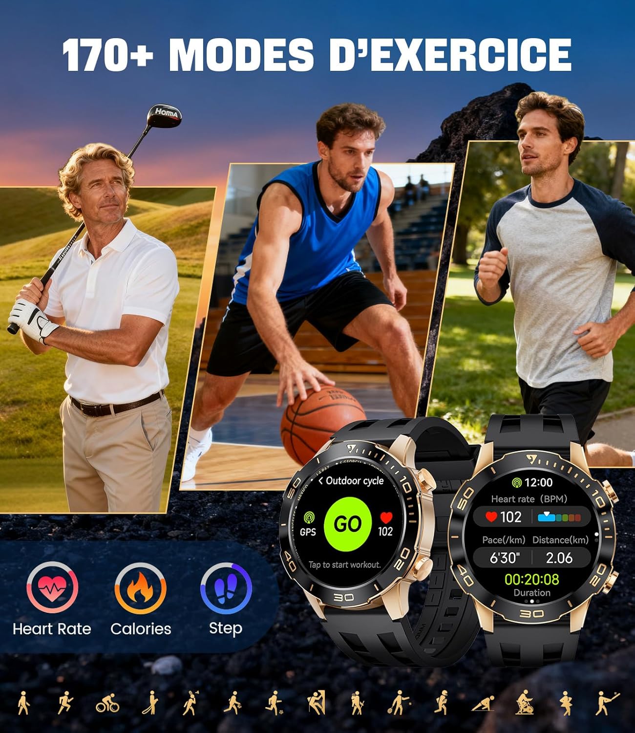 Thumbnail 4 de Montre Connectée Homme Militaire – Écran AMOLED 1,43", IP68, 170+ Modes et Appel Bluetooth