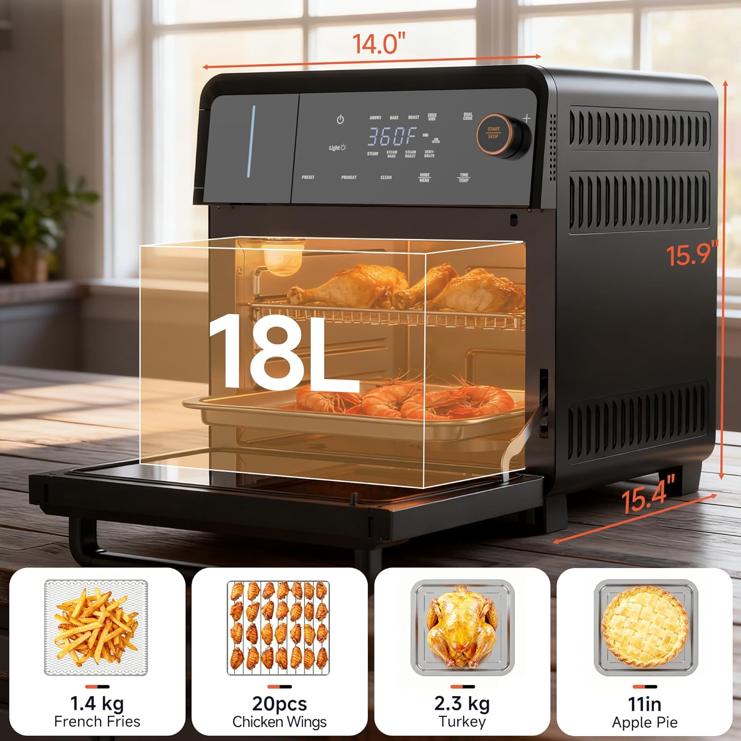 Thumbnail 1 de OUNIN Steam Oven 18L (11-in-1) – Air Fryer Oven with Steam Infusion, Dual Cook & Self-Cleaning